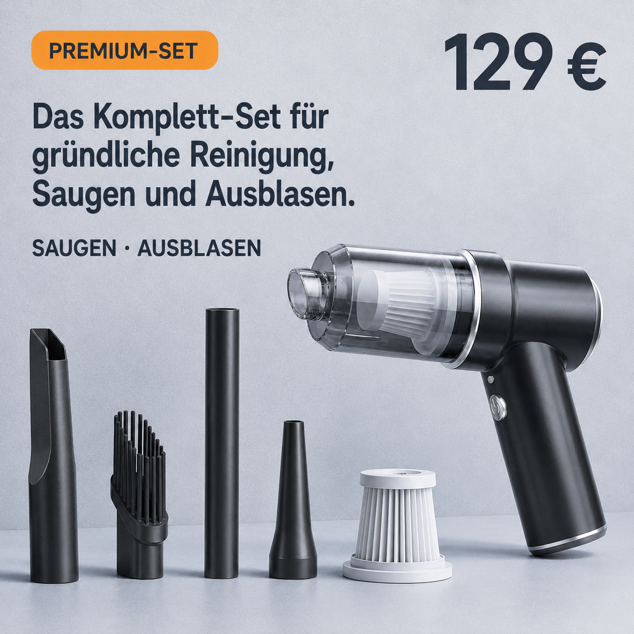 Handstaubsauger mit Blasfunktion für Haushalt, Auto und Schrank – kabellos, wiederaufladbar